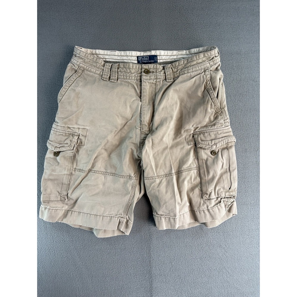 Polo Ralph Lauren Cargo Shorts Mens 36 Beige Canvas Relaxed 11 Inseam Casual